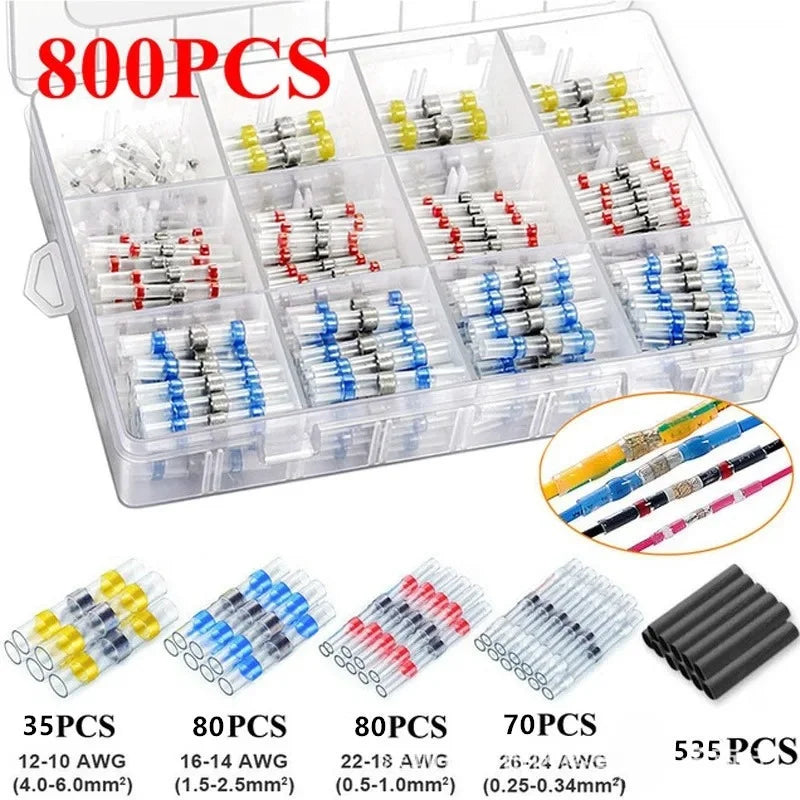 Heat Shrink Butt Connectors Waterproof Solder Seal Insulated Ring Wire Terminal Electrical Cable Splice Auto Marine Wiring Repai