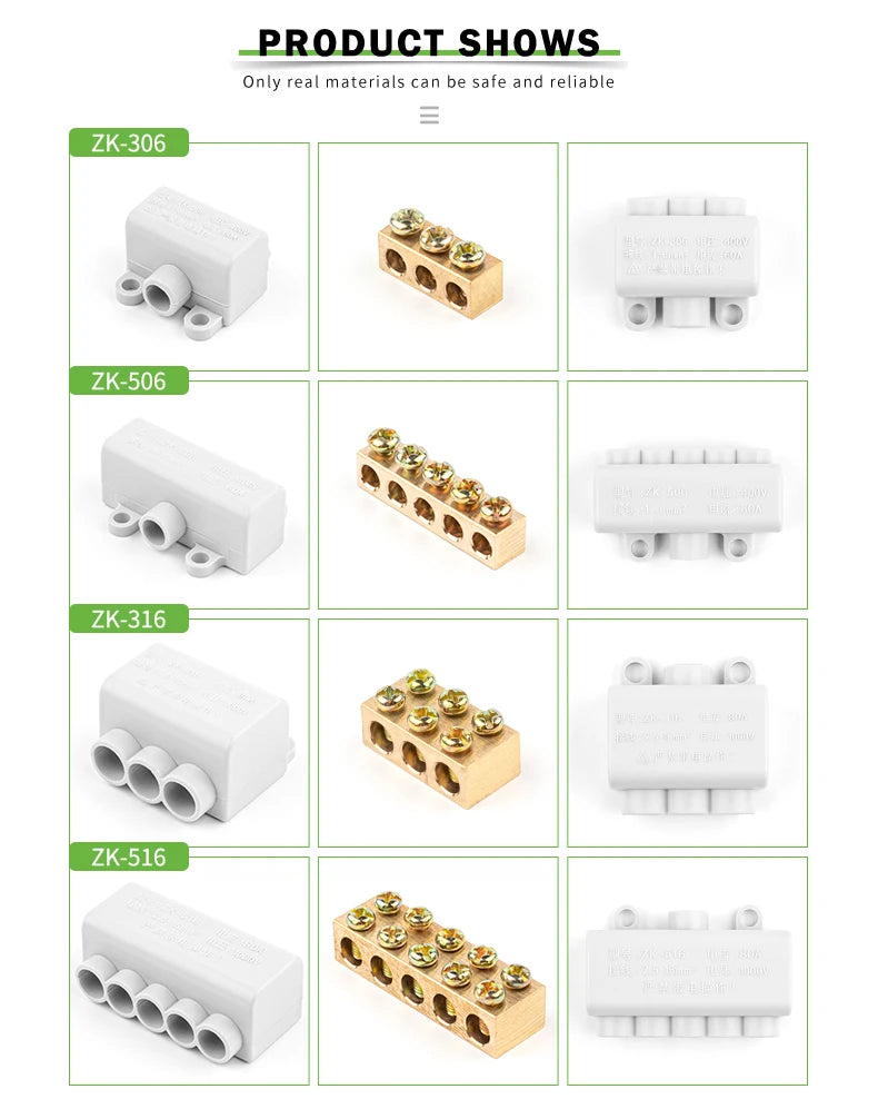 1PCS High Power Wire Connector Screw Wiring Terminal Block 1 in multiple out Cable Splicing 60A/400V 1-6mm2  80A/1000V 2.5-16mm2