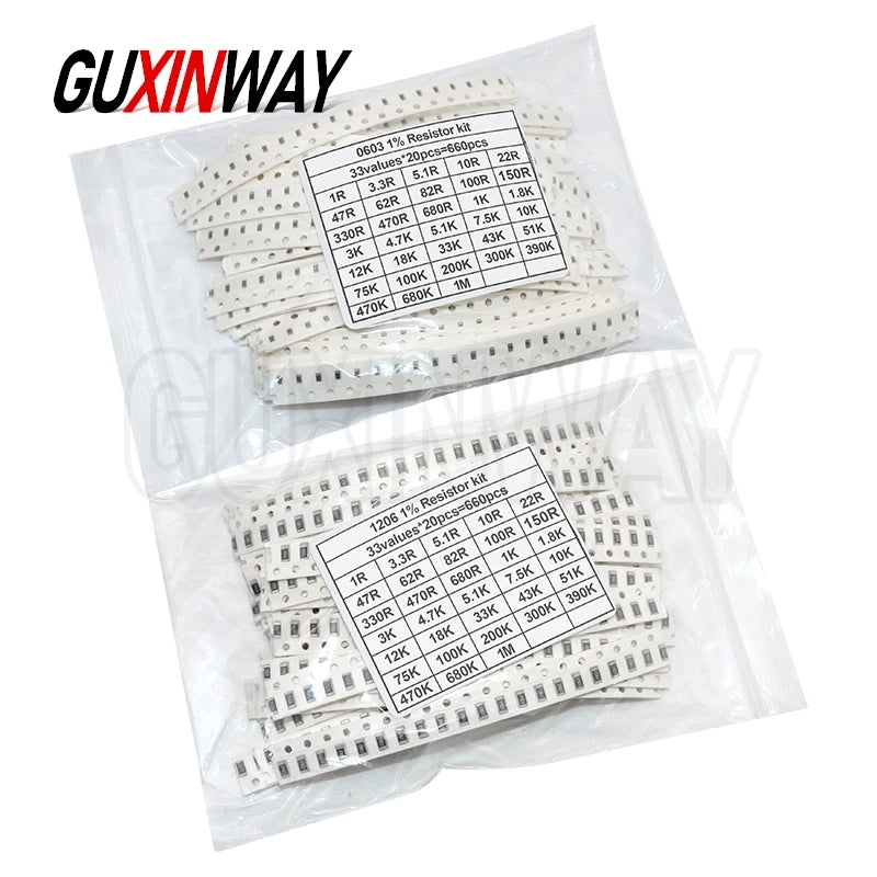 10/20/33/36/60/80 Values 1K 10K 20K 100K 100 200 220 ohm 0402 0805 0603 1206 2512 1210 SMD Resistor Kit Assorted Kit Sample Kit