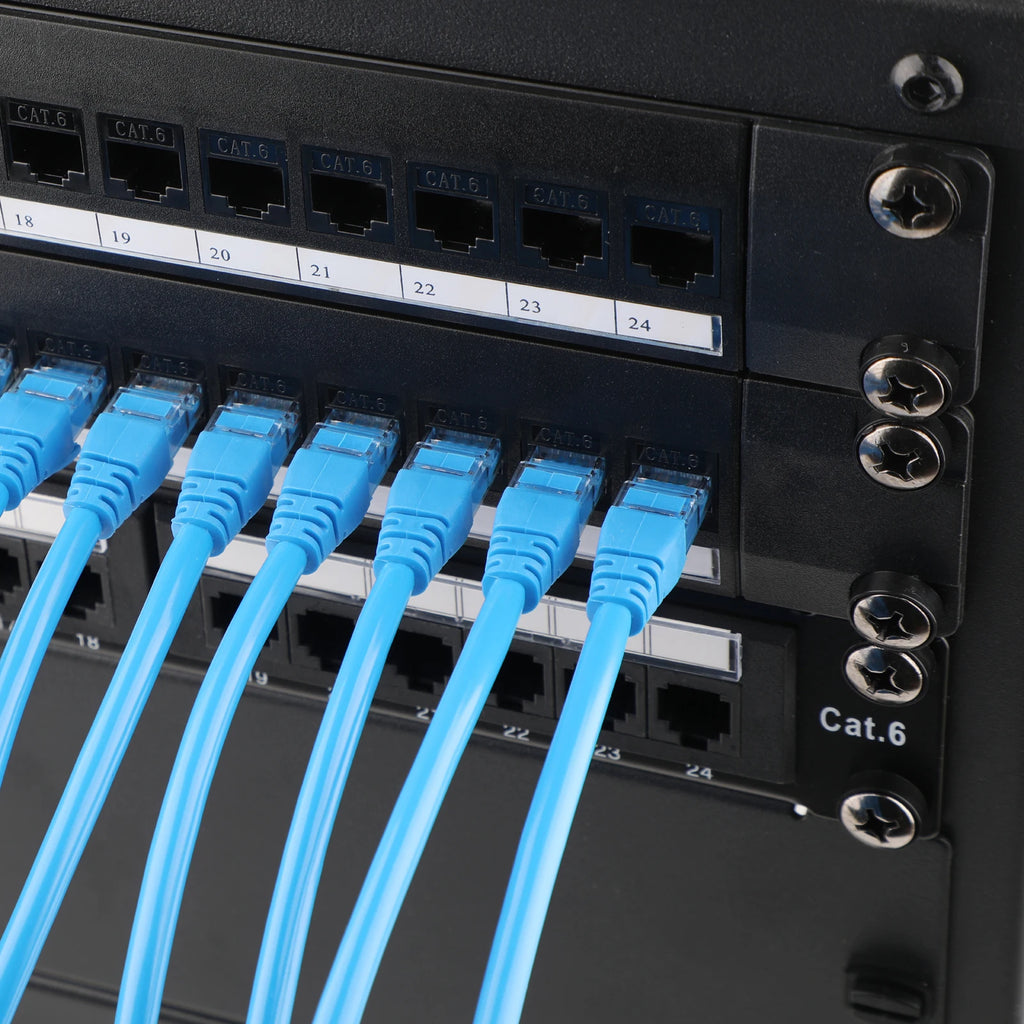 24/48 Port Patch Panel Cat6 RJ45 Coupler with Inline Keystone 10G 19" Patch Panel Removable Back Bar Ethernet Distribution Frame
