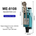 ME-8108 ME-8104 ME-8107 ME-8111 ME-8112 ME-8166-8169 Limit Switch Rotary Adjustable Roller Lever Arm Travel Switch AC250V NO NC