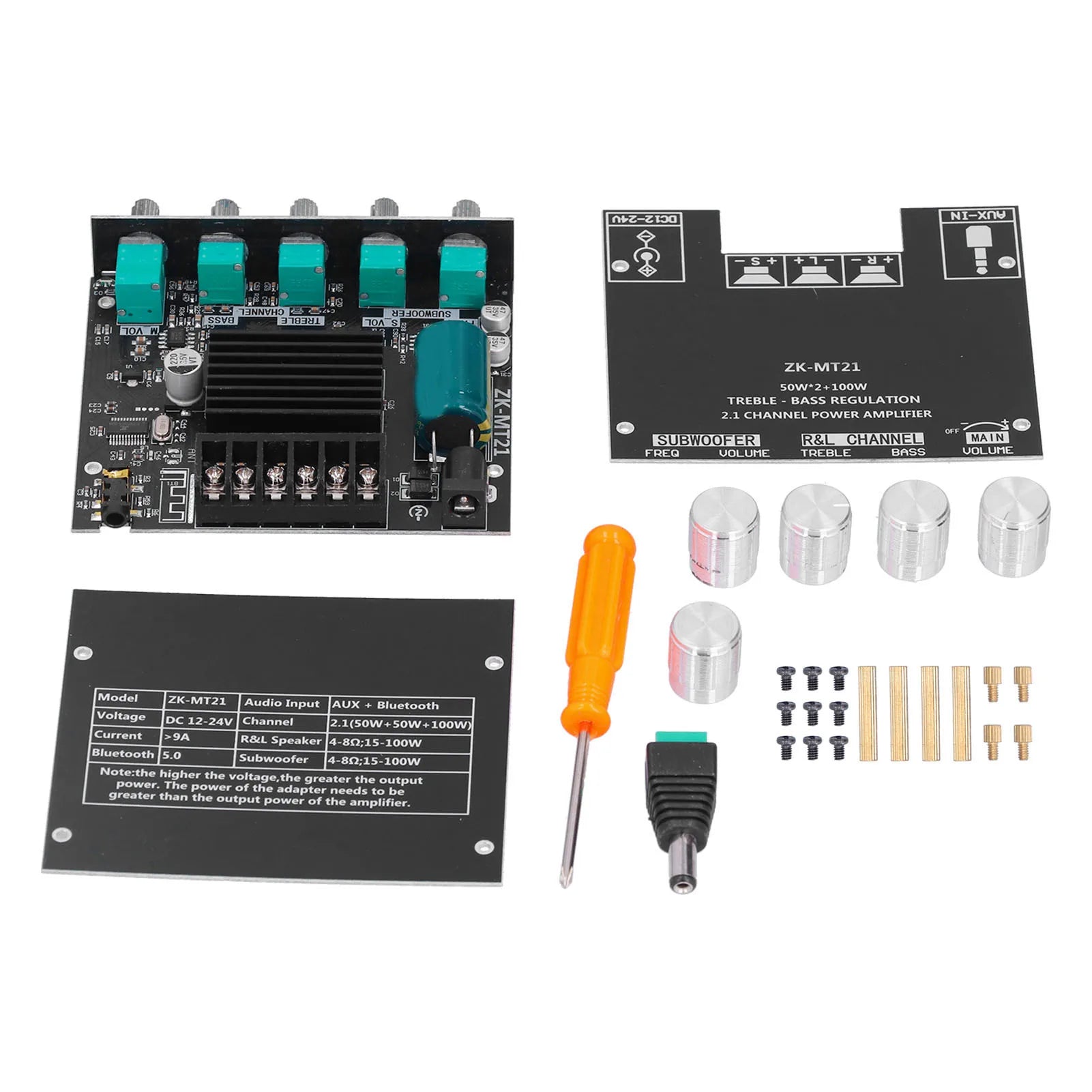 ZK‑MT21 Bluetooth Amplifier Board 2.1 Channel Digital Audio Power Amplifier Module Digital Power Amplifier Board