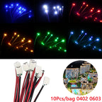 10Pcs 0402 0603 Led SMD Wire For Model Train HO N OO Scale Red Black Line Pre-soldered Micro Litz Diorama Railway 30cm 3V