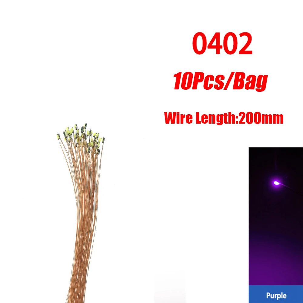 10Pcs/lot 0402 0603 SMD LED Pre-wired Micro Led Lamp 3V 20cm Miniature Model DIY Lights Railway Scenes Model Building Kits Toys
