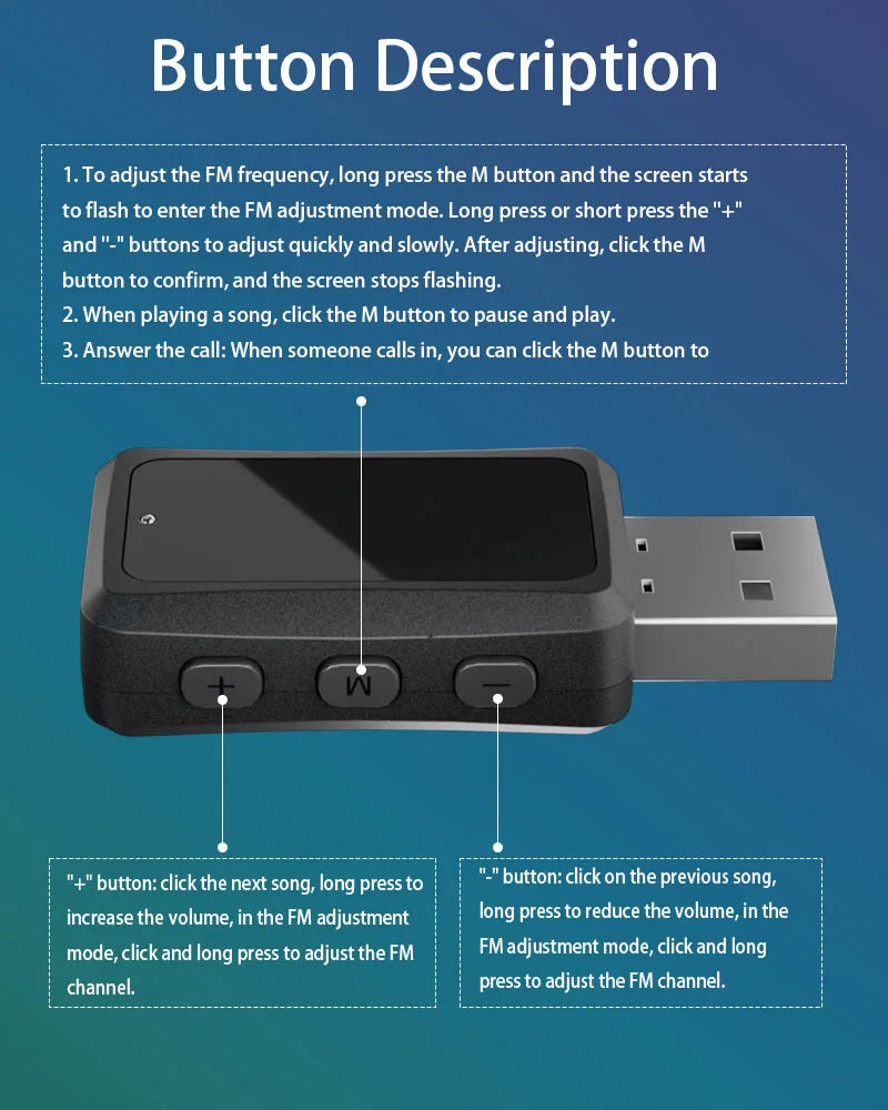 Mini USB Transmitter ReceiverCar Bluetooth 5.3 FM02  with LED Display Handsfree Call Car Kit Auto Wireless Audio For Fm Radio