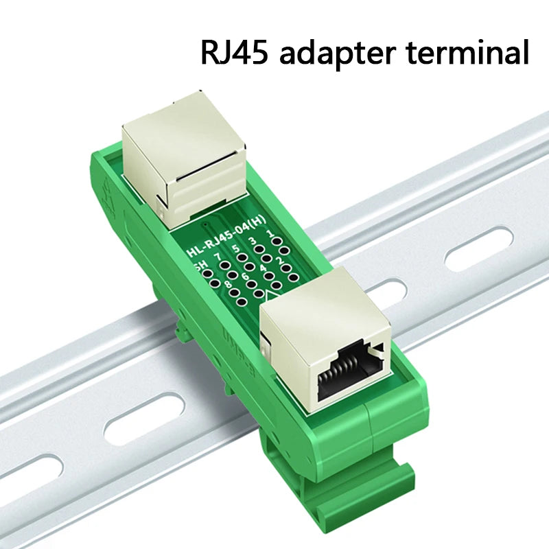 1PCS Din Rail Mounting RJ45 Female To Female Splitter Board RJ45 45 Degree Breakout Board