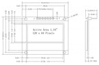 1.51 1.54 Inch 24PIN SPI/IIC/6800 COG 3.3V Blue PMOLED Screen SSD1309 Graphic 128x56 Display Transparent OLED 128x64
