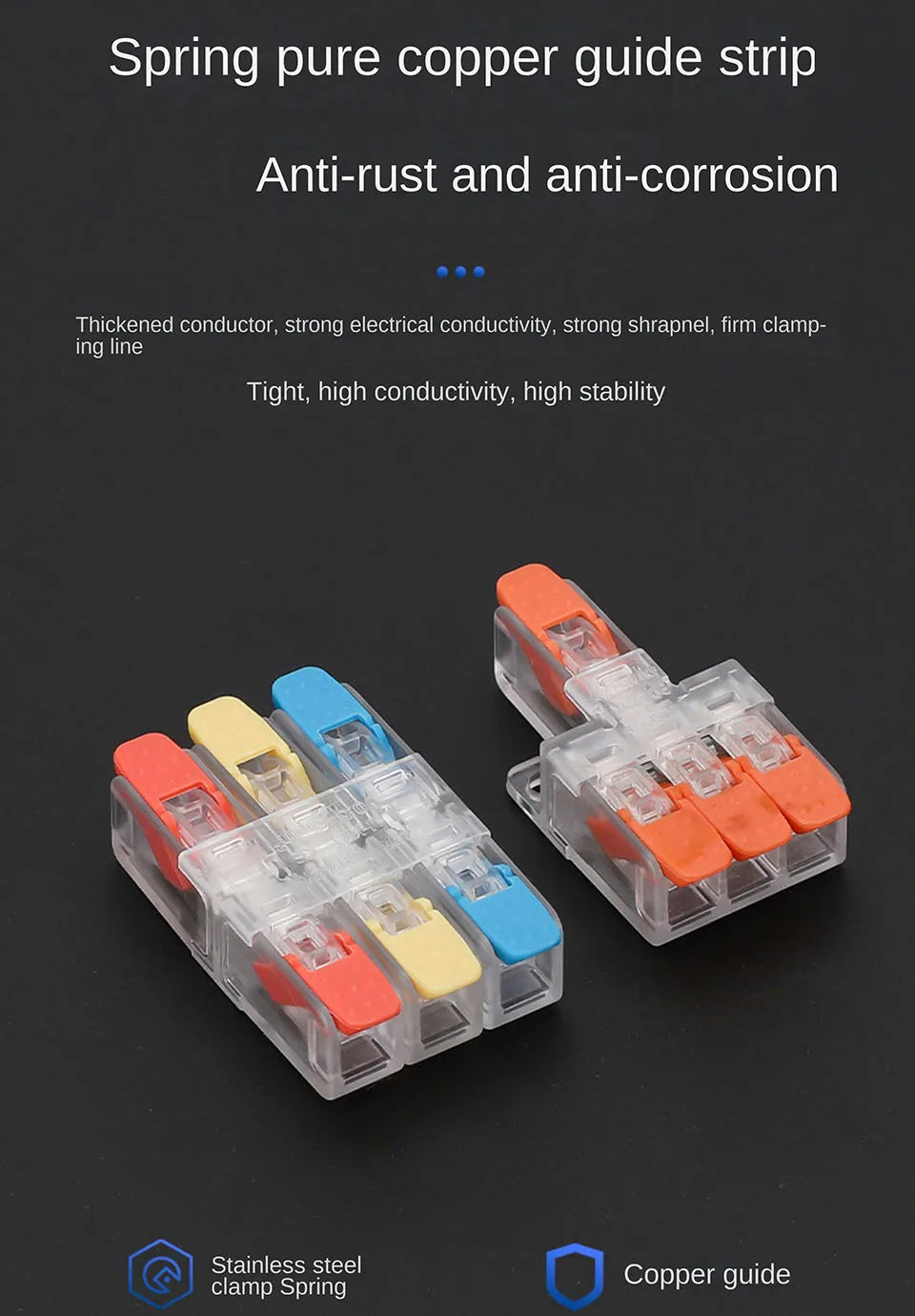 Quick Wiring Terminal Push-in Wire Connector Splitter Mini Universal High power Butt Terminal Block Led Light 1 in Multiple Out