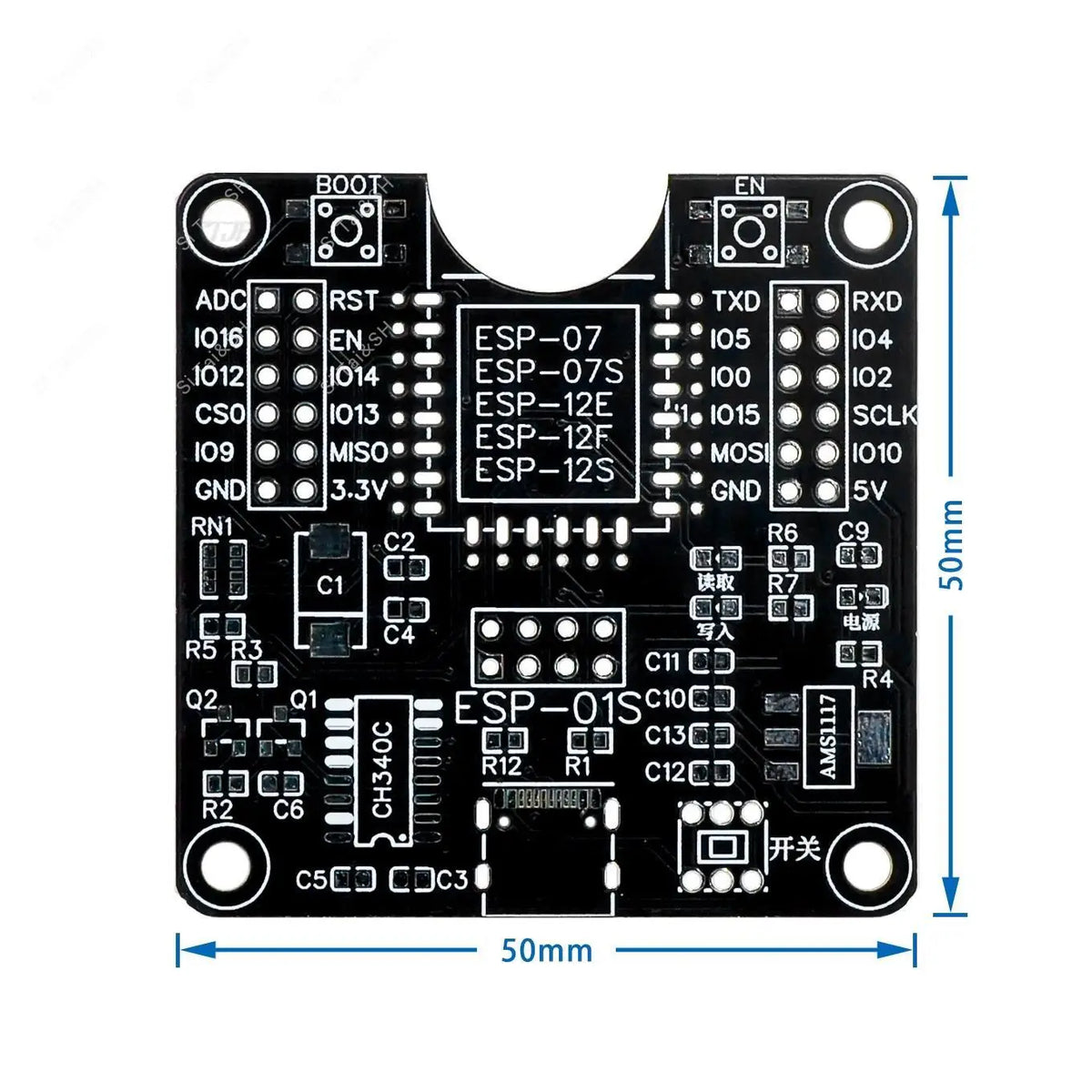 ESP8266 ESP-WROOM-32 ESP32-WROVER Development Board Test Programmer Socket Downloader for ESP-01 ESP-12F ESP-07S ESP-12S ESP32