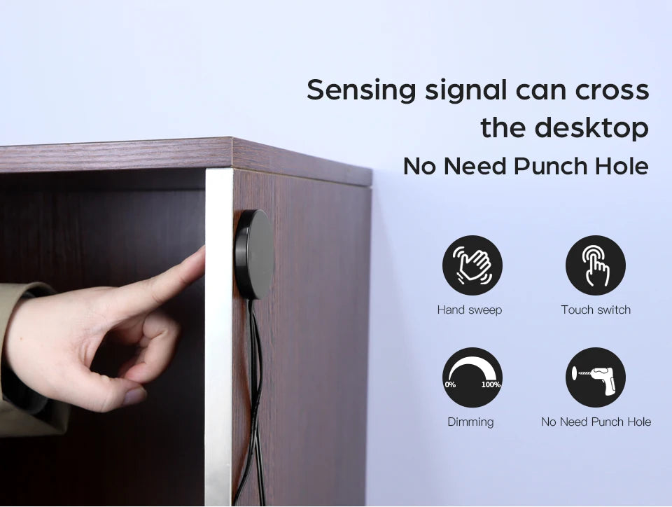 Sweep Dimmer Sensor Penetrating Switch 12V Wood Panel Touch Switch LED Dimmable Touch Sensing Hidden for Wood Furniture Lighting