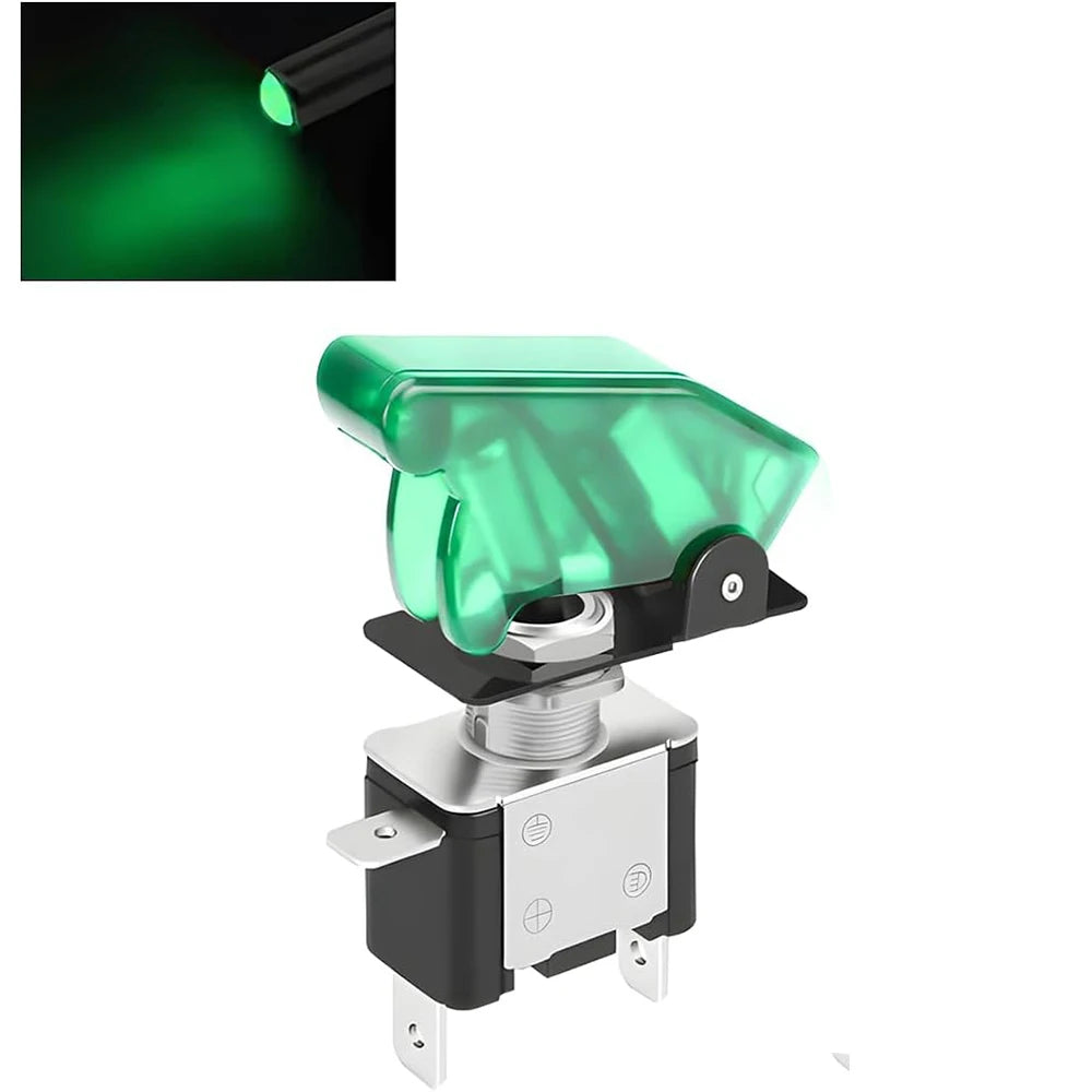 1pc 12V 20A Toggle Switch LED Switch Car Auto Cover LED Light With Protective Cover SPST Toggle Rocker Switch Control On/Off