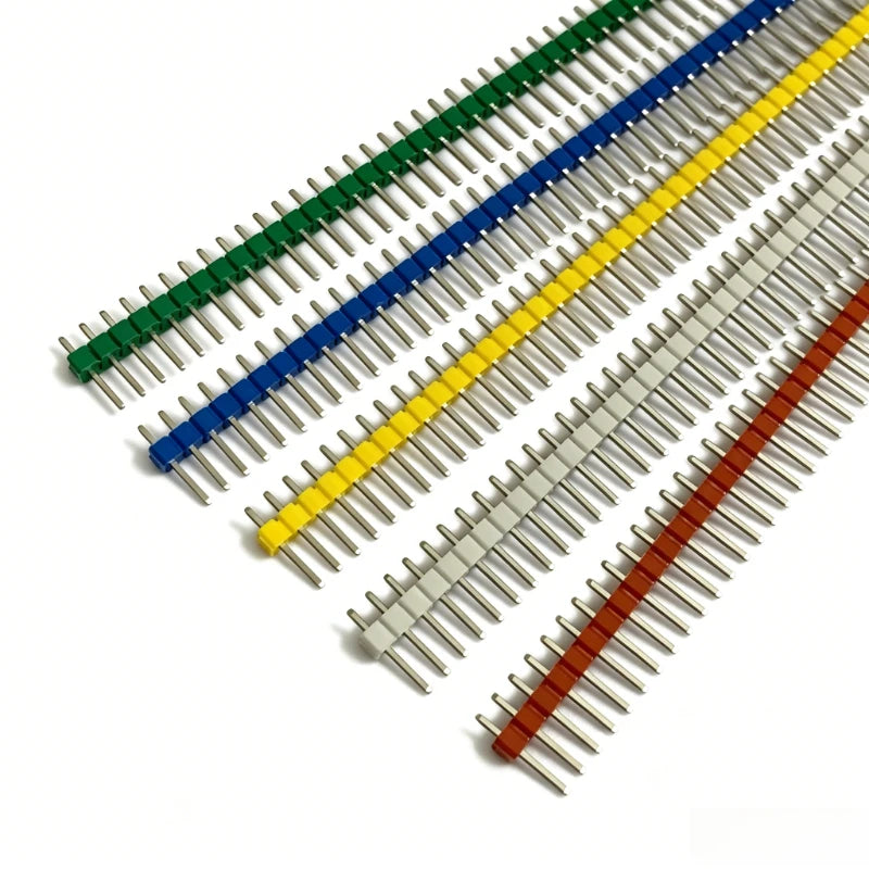 50pcs 2.54mm Male Pin Header 1X2/3/4/5/6/7/8/10/15/20/40Pin Colorful PCB Board Spacer Gold/Nickel-plated Copper Pin Long 11.5mm