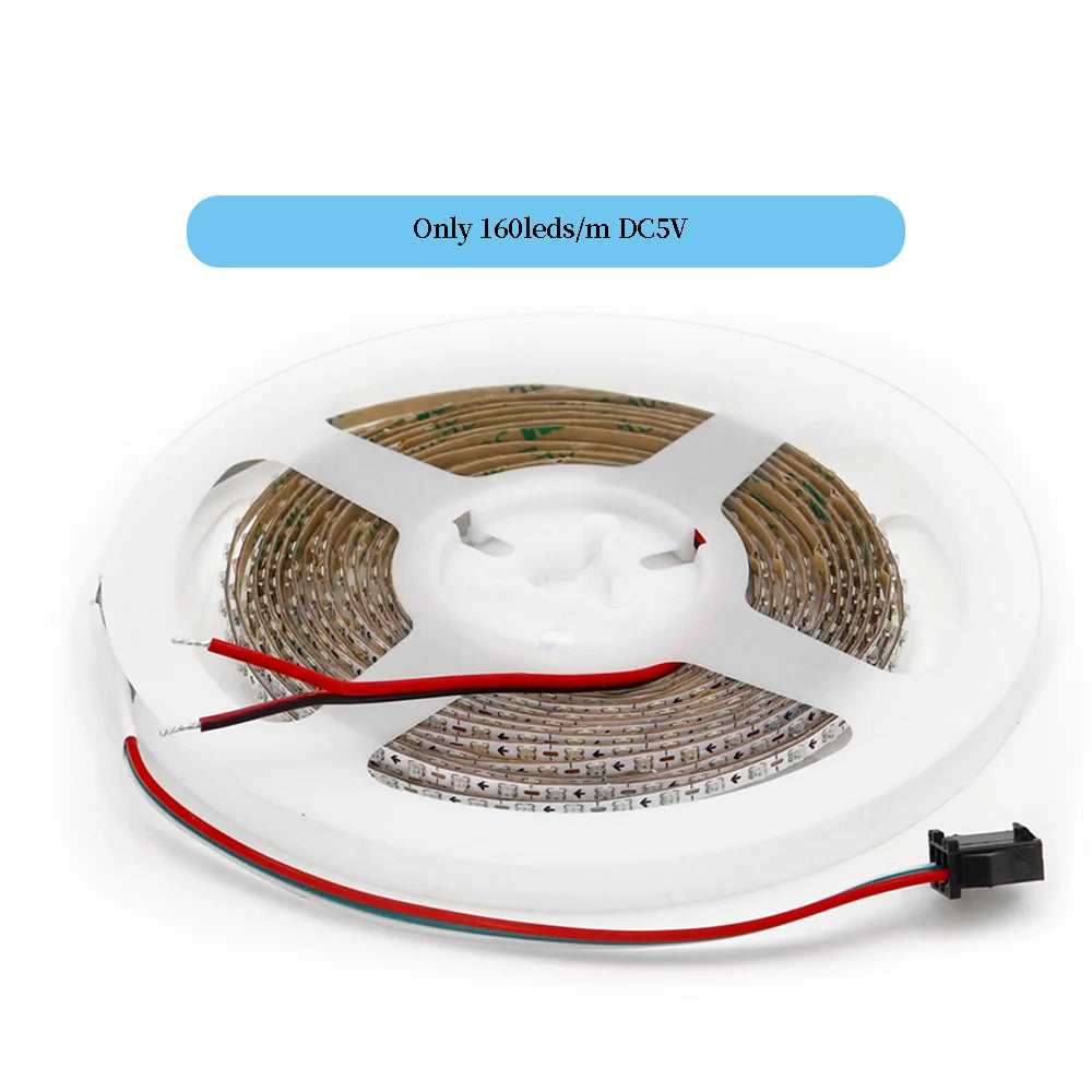 2.7mm WS2812 RGBIC LED Light 160Leds/M WS2812B 2020SMD Addressable Strip Lamp With DC/USB 28keys BT Music Led Controller DC5/12V