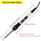 80W Digital Electric Soldering Iron Set Kit 220V 110V Temperature  Adjustable LCD Display Solder Welding Iron Tool Tips