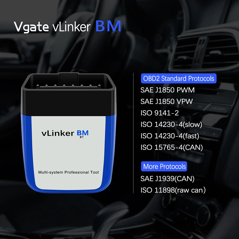 Vgate VLinker BM+ ELM327 BimmerCode Auto Code Reader BLE Diagnostic Tool Car Scanner ELM 327 OBD2 Bluetooth 4.0/3.0 V1.5