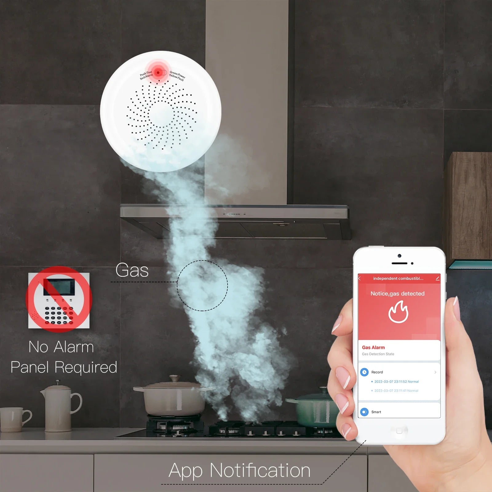 Smart Gas Leak Detector,ZigBee Tuya Alarm Sensor,Combustible Gas Leakage Alarm for Home Security,APP Remote Control, Smart Life