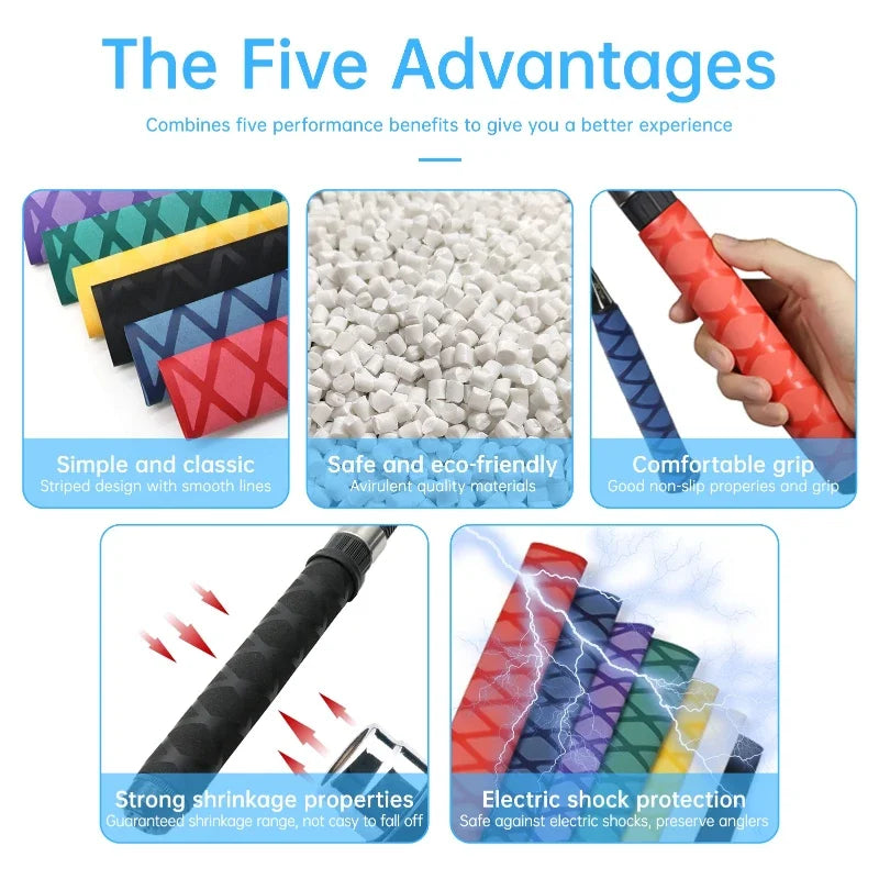 X Pattern Black 15 18 20 25 30 35 40 50 60mm Heat Shrink Sleeve for Fishing Rod Grips Non Slip-Insulation-Waterproof Wrap Tubing