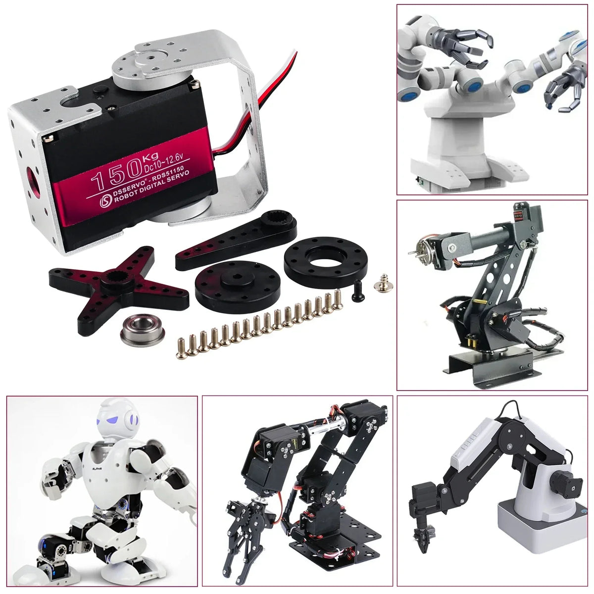 RDS51150 Metal Gear Digital Servo 150KG Robotic Servo Motor 12V 180/270 Degree Ip66 Double-Shaft U Mounting Bracket for RC Cars
