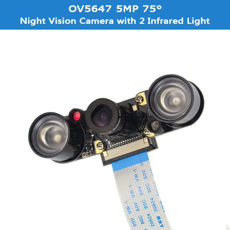 Raspberry Pi Night Vision Camera with 2 Infrared Light 5MP OV5647 Webcam 75 175 IR-CUT Camera for Raspberry Pi 4B 3B+ 3B Zero