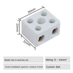 1 In 1 Out Ceramic Wiring Terminal Block 2 In 2 Out High-temperature Resistant Ceramic Terminal Post 250V Copper