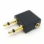 2PCS 3.5mm Airline Airplane Headphone Jack Audio Adapter Gold Plated Travel Earphone Connector for In Flight Entertainment
