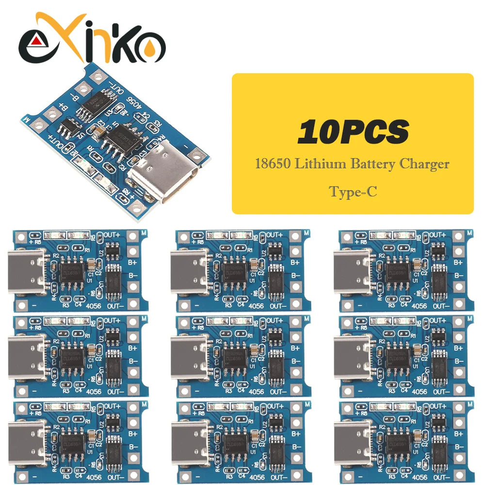 10pcs 18650 1A 5V Lithium Battery Charging Board Module Micro USB/Type-c Interface Charging Protection 2-in-1
