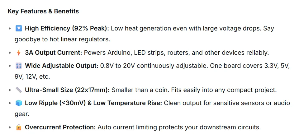 MP1584EN Buck Converter DC-DC Step Down Adjustable 3A Mini Power Module 24V to 12V 9V 5V 3V DIY Ultra-small LM2596