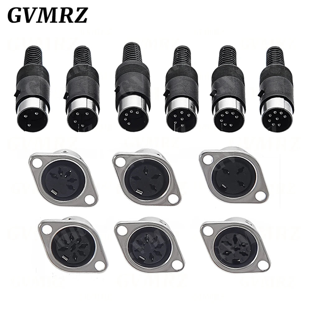 2PCS/lot 3/4/5/6/7/8PIN Panel Mount Male Female Jack DIN Adapter MIDI Cable Connector 3P 4P 5P 6P