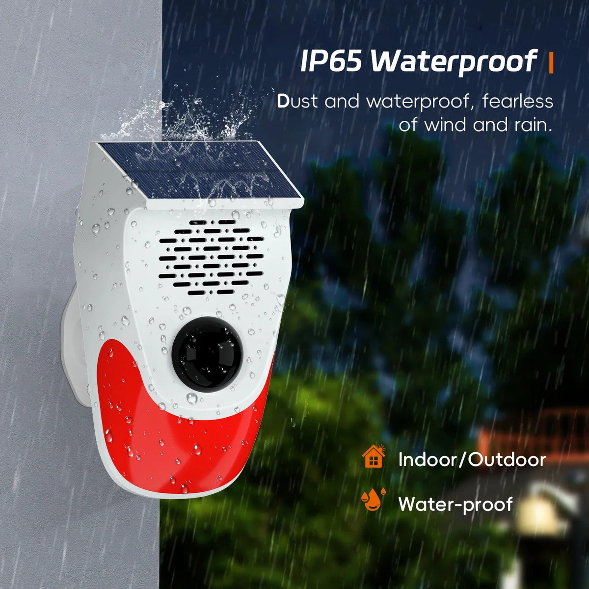 120db Solar Infrared Motion Alarm Sensor Remote Control Siren Strobe Light DIY Voice Announcer Outside Weatherproof PIR Sensor