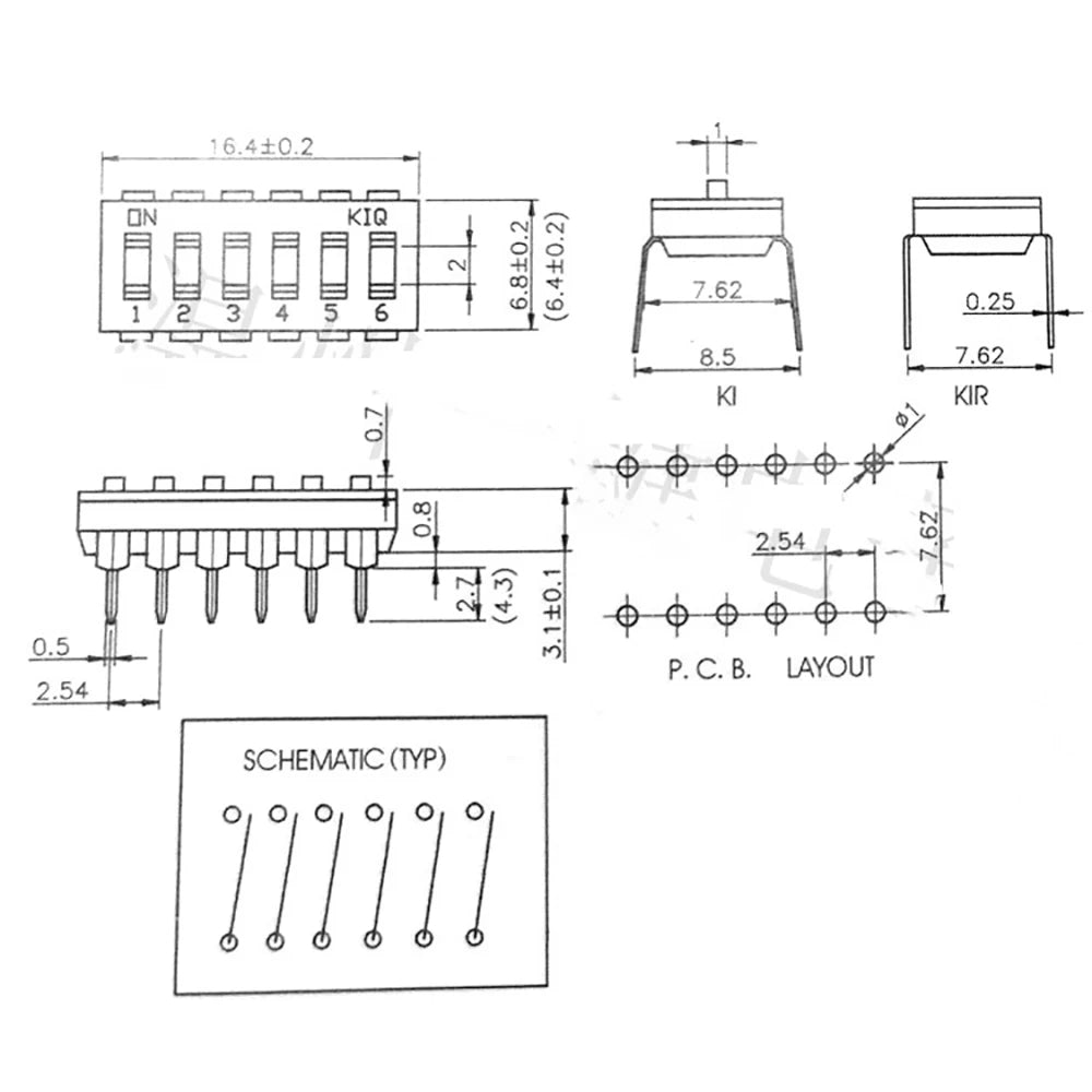 5-10PCS DIP Switch Toggle Switches 2.54mm 2P/3P/4P/5P/6P/8P/10P Black 2.54MM SMD Switch Gold Plated Pin