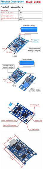 10pcs 5V 1A 18650 Lithium Battery Charging Board PLR TP4056 Lithium Charging Mini/Micro USB Type C Charge Module With Protect