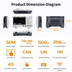 OWON ADS800A Portable Digital Oscilloscope 100MHz Bandwidth 1GSa/s 7" TFT-LCD Storage Multimeter Auto Measure USB/PC Connect