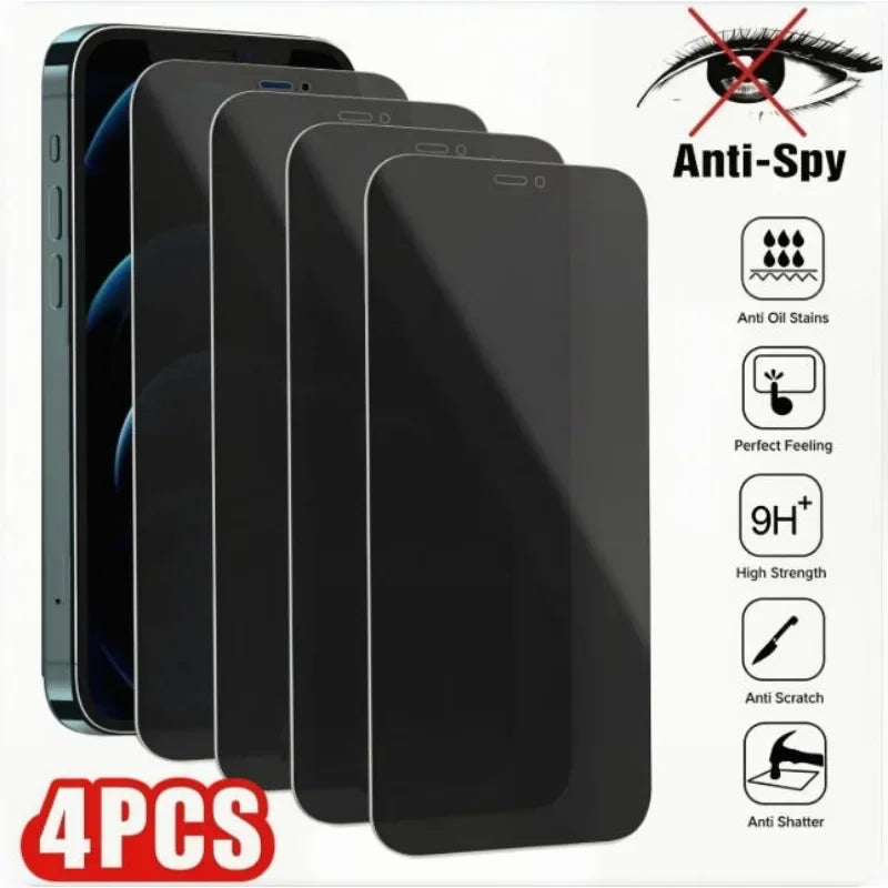 4PCS Privacy Screen Protectors for IPhone 14 15 Pro Max 7 8 16 Plus Anti-spy for IPhone 11 12 13 Pro MAX Mini XS XR X