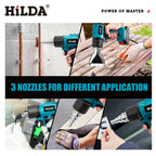 HILDA Cordless Heat Hot Air Gun Temperature Adjustment Electric Shrink Wrapping Tool Dryer With Nozzles for Makita 18V Battery