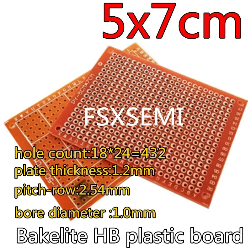 1pcs Bakelite Universal circuit test board HB plastic board 2.54MM PCB 5x7 7x9 9x15 10x15 10x22 12x18 13x25 15x18 18x30cm