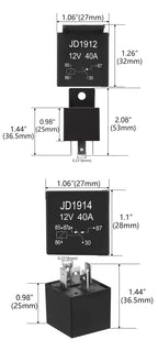 JD1914 40A 12V/24V SPDT Waterproof Car Relay, 4/5 Pin Auto Switch Starter Kit for Car Boat Tractor Truck Motorcycle