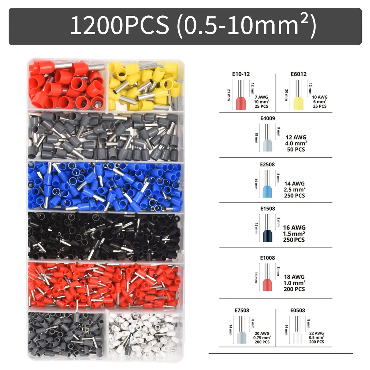 Tube Terminal Boxed Cable Connector Wire Ferrule Terminal Kit - Parallel Wiring Function for Wire Ends