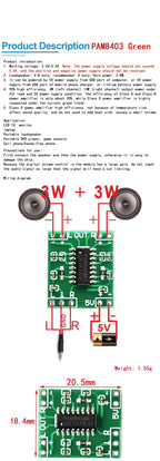 Bluetooth 5.0 PAM8403 MINI Digital Amplifier Board 2 * 3W Class D Digital DC 2.5V To 5V Power Speaker Module With Potentionmeter
