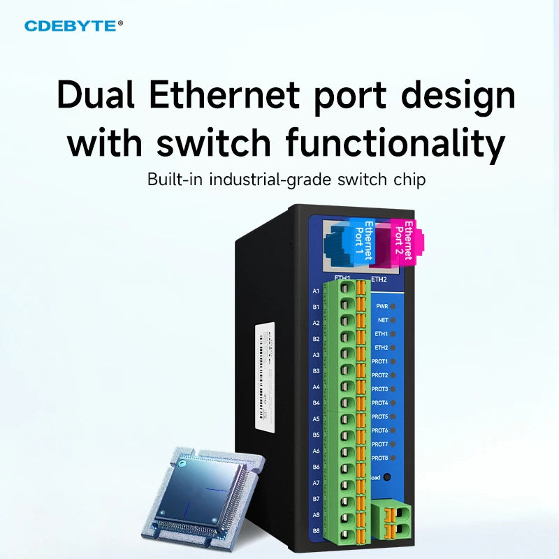 Isolated 8-Channel Serial Server RS485/232/422 to RJ45 ModBus RTU to TCP CDEBYTE NB183-V2 NA281 Build-in Watchdog MQTT/HTTP