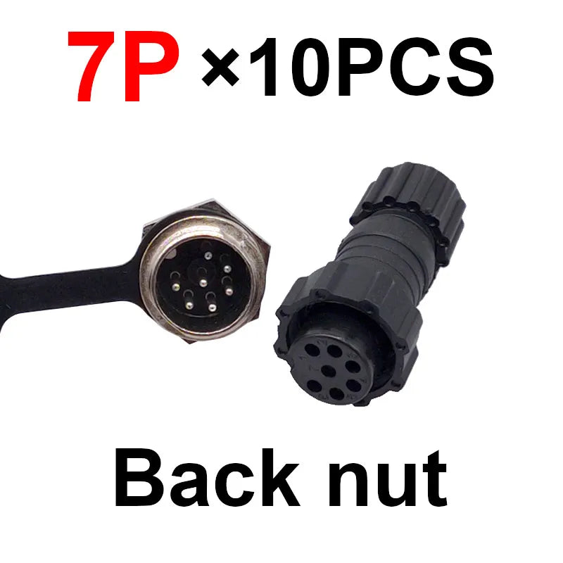 10Pcs  Connector GX16 M16 Waterproof Docking Back Nut Male&Female Plug&Socket 2pin3pin4pin5pin6pin7pin8pin9pin10pin
