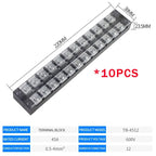 10PCS Dual Row Strip Screw Terminal Block Fixed Wiring Board Wire Connector TB-1503/TB-1506 15A TB-2503/TB2506 600V 15A