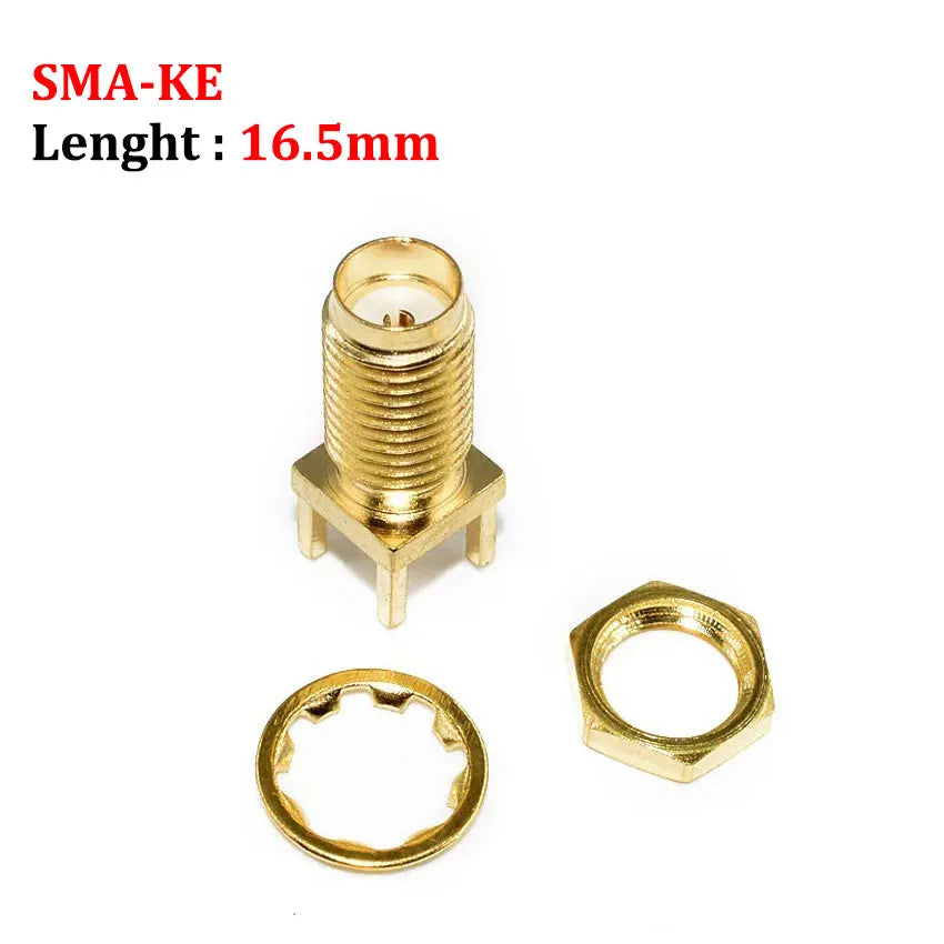 Cltgxdd 1/5/10pcs SMA-KE/KWE SMA Female Jack Adapter Solder Edge PCB Mount Antenna Base RF Copper Coaxial Connector Plug Socket