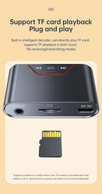 Wireless Bluetooth 5.4 Audio Receiver Transmitter 3.5mm AUX Jack Adapter TF Card Playback Hands Free for Car Radio TV Earphones