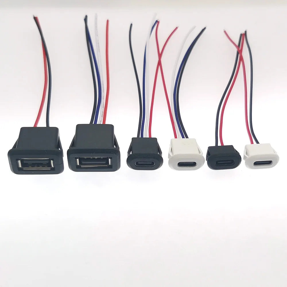 1-5pcs USB Type C Waterproof Connector Type-C With card buckle Female 3A High Current Fast Charging Jack Port USB-C Charger Plug