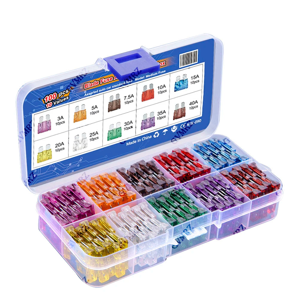 80PCS Medium Size Blades Type Car Fuse kit Assortment 3A 5A 7.5A 10A 15A 20A Fuse Set Auto Car Truck  25A 30A 35A 40A