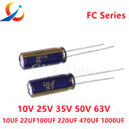 10PCS  FC Series 10V 25V 35V 50V 63V 10UF 22UF 47UF 68UF 100UF  220UF 330UF 470UF  NEW 1000UF Audio electrolytic capacitor