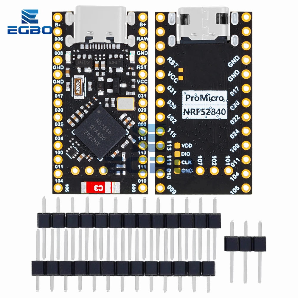 NRF52840 Development Board Compatible With Nice,New ipex antenna base version,Nano V2.0 Bluetooth Charging Management Pro Type-c