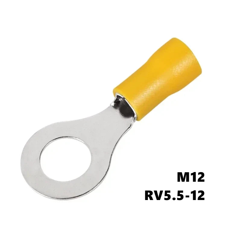 50PCS Ring Crimp Terminals Electrical Wire Connector M3/M4/M5/M6/M8/M10/M12 Insulation Ferrule Lug Quick Splice Connection Screw