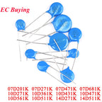 5-20pcs MOV Varistor Piezoresistor 7D/10D/14D 681K 621K 561K 511K 471K 431K 361K 271K 201K 560V 510V 470 430 Resistor Resistence