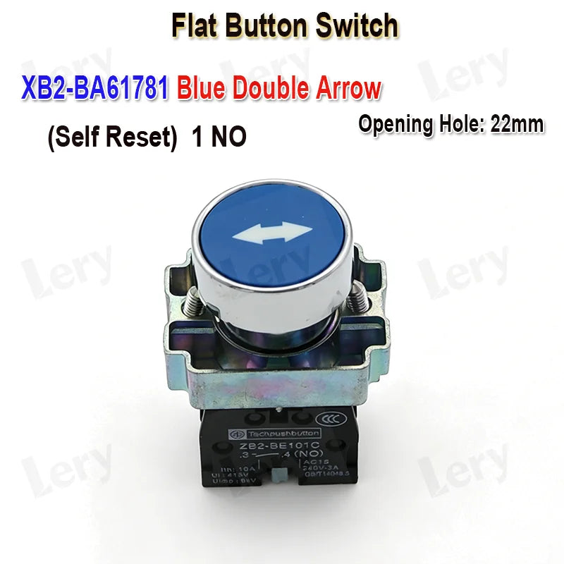 1Pcs XB2-BG21 XB2-BA31 XB2-BS54 22mm Knob Key Start Inching Power on Button Switch Self Reset Small Mushroom Head Emergency Stop